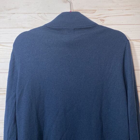 J Crew Blue Merino Wool Blend Quarter Zip Pullover Mock Neck Sweater - Picture 15 of 16